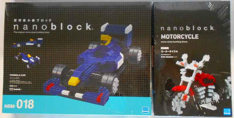 50%OFF! モーターサイクル & フォーミュラーカー ナノブロック2ヶセット